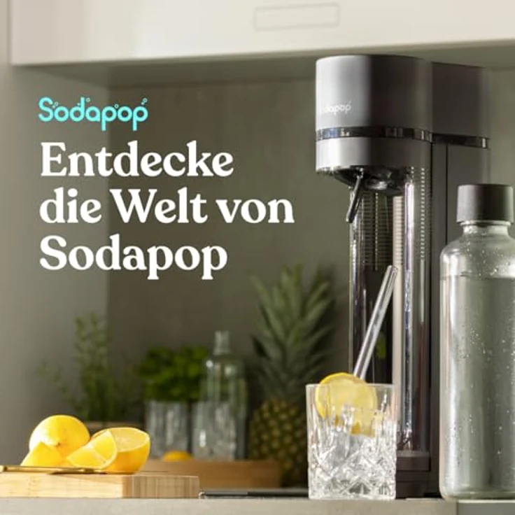 Sodapop Wassersprudler Logan, inkl. 2 Glasflaschen (850 & 600 ml) und 1 PET-Flasche (850 ml), Matt Schwarz, Höhe 42,6 cm – Bild 5