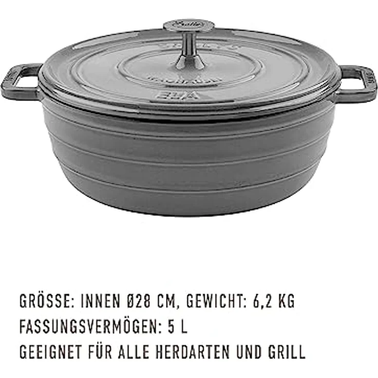 Sallys 'Ela' Deluxe Gusseisentopf - Robustes Kochjuwel für Perfektes Garen (Smokey Grey) – Bild 2
