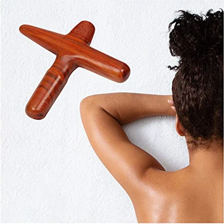 Sport-Tec Asiatisches Wellness-Massagekreuz aus Holz, einteilige Massagehilfe mit 4 Druckspitzen, Hartholz, ca. 11x10 cm – Bild 4