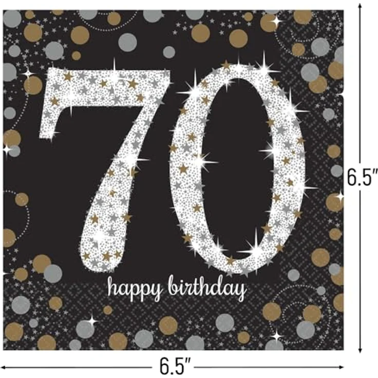 Glitzernde Servietten in Gold Schwarz für Runden Geburtstag – Bild 3