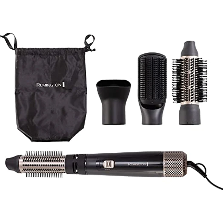 Remington Warmluftbürste [inkl. 4 Aufsätze: 38mm&50mm Rundbürste, Stylingdüse, Flachbürste] Blow Dry&Style (Locken,Volumen&glatte Styles für mittellanges Haar) Ionenpflege, Abkühlstufe, 1000W, AS7500 – Bild 3