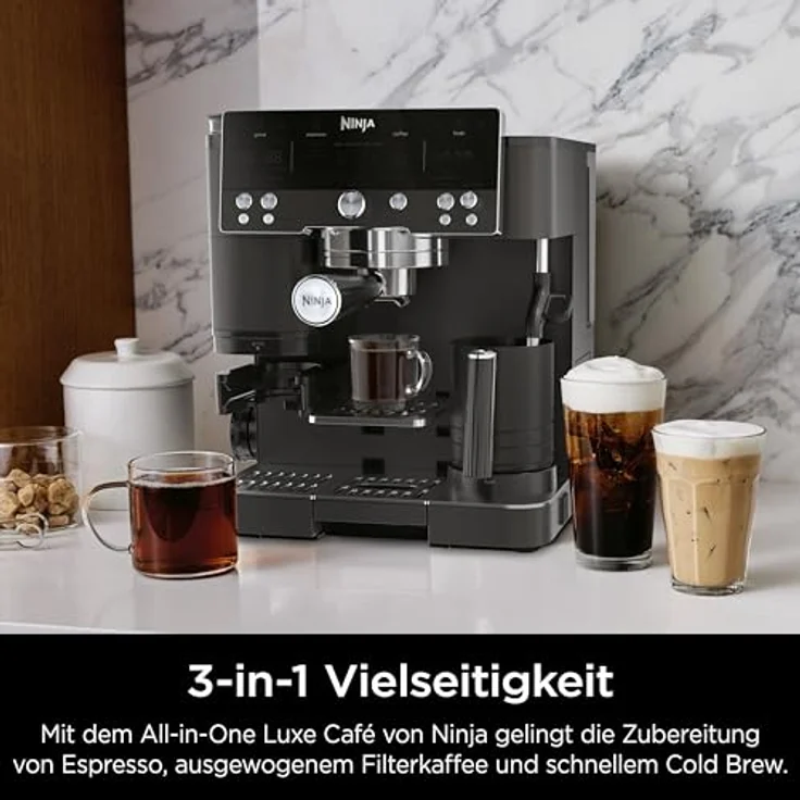 Ninja Luxe Café Premier ES601EUBK, Siebträgermaschine mit integriertem Kegelmahlwerk, Dual Froth System und automatischer Getränkeanpassung, Schwarz – Bild 7