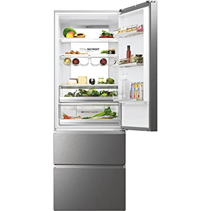 Haier 3D 70 SERIE 7 HTW7720DNMP Kühl-Gefrierkombination/Total No Frost/Smart hON-App/Easy Access Gefrierschubladen: Bis zu 30% Energie einsparen/HumidityZone/Leise nur 29 db(A) / Inox – Bild 3