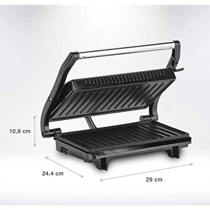 Tristar Kontaktgrill GR-2846, Sandwich Maker mit Edelstahlausführung, isolierte Handgriffe, 700 Watt, 0,7m Kabellänge, antihaftbeschichtet – Bild 3