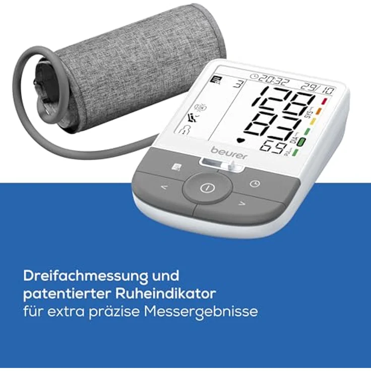 Beurer BM 53 Oberarm-Blutdruckmessgerät, klinisch validiert, Erkennung von Vorhofflimmern (AFib) zur Schlaganfallprävention, mit Risikoindikator, für Armumfänge von 22-42 cm, beleuchtetes XL-Display – Bild 3