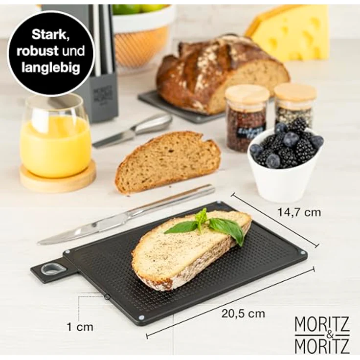 Moritz & Moritz Schneidebrett-Set – 20,5 x 14,5 cm – 4 Stück, hygienische Farbvarianten, rutschfeste Oberflächen - Küchenbrett mit praktischen Griffen – Bild 2
