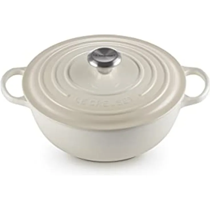 Le Creuset Signature La Marmite aus Gusseisen, Ø 26 cm, Für alle Herdarten und Induktion geeignet, Volumen: 4,1 l, 4,255 kg, Meringue, 21114267160430