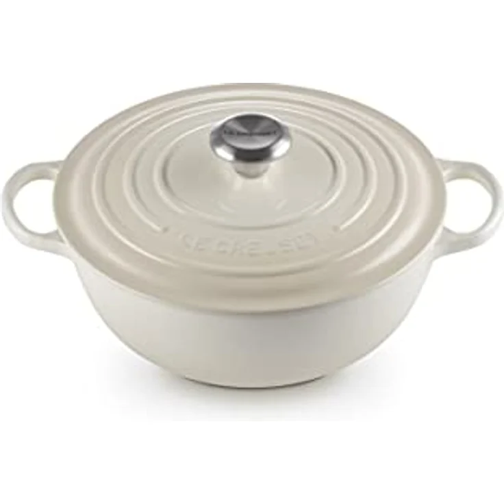 Le Creuset Signature La Marmite aus Gusseisen, Ø 26 cm, Für alle Herdarten und Induktion geeignet, Volumen: 4,1 l, 4,255 kg, Meringue, 21114267160430 – Bild 1