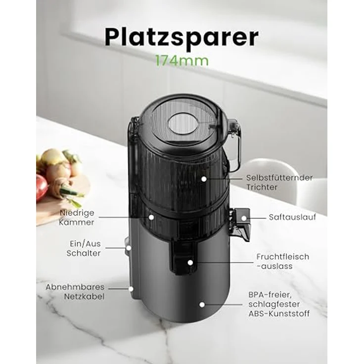 Hurom Entsafter H70ST, Entsafter mit Slow-Squeeze-Technologie, silber – Bild 7