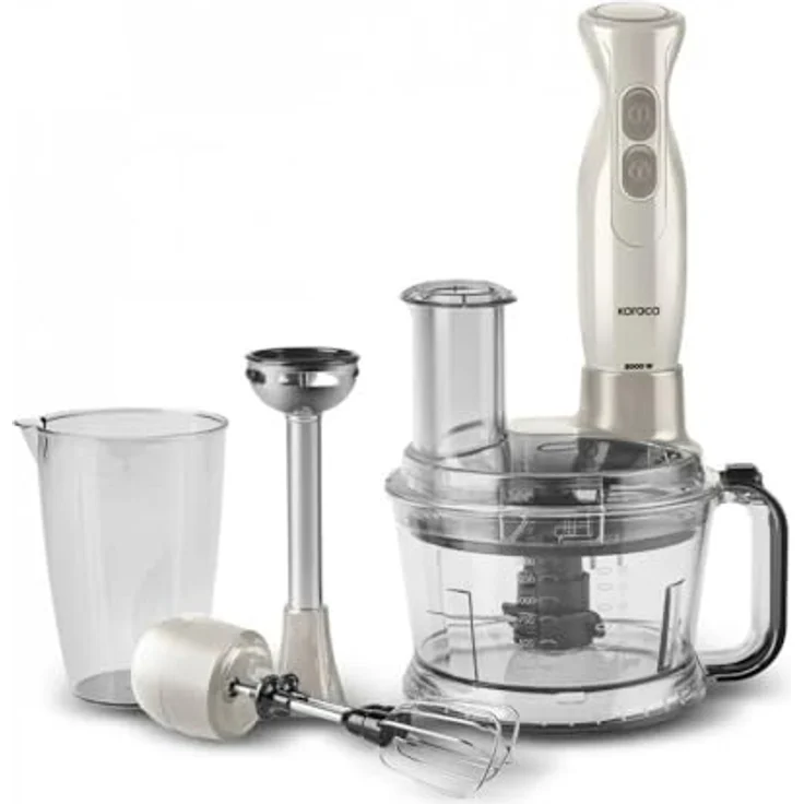 Karaca Pro-Multimax 6 in 1 Küchenmaschine, 2000W, beige & latte, 1,5 Liter, Edelstahl, Turbo-Funktion, leicht zu reinigen – Bild 1