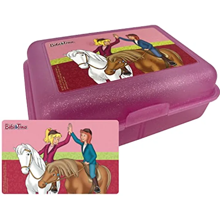 United Labels Bibi & Tina - Pferde Brotdose Lunchbox Butterbrotdose mit Trennwand Pink