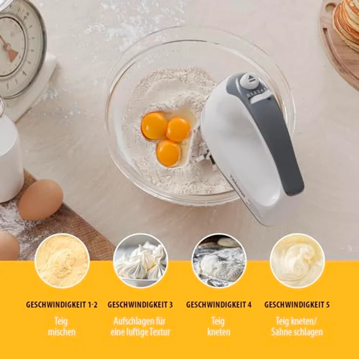 Tristar Handmixer MX-4203, 5 Geschwindigkeitsstufen, 200W, Ergonomisch, Edelstahl-Rührbesen und Knethaken, Spülmaschinengeeignete Teile, BPA-frei, Mit Auswurftaste, Kompakt und Praktisch, Edelstahl – Bild 4