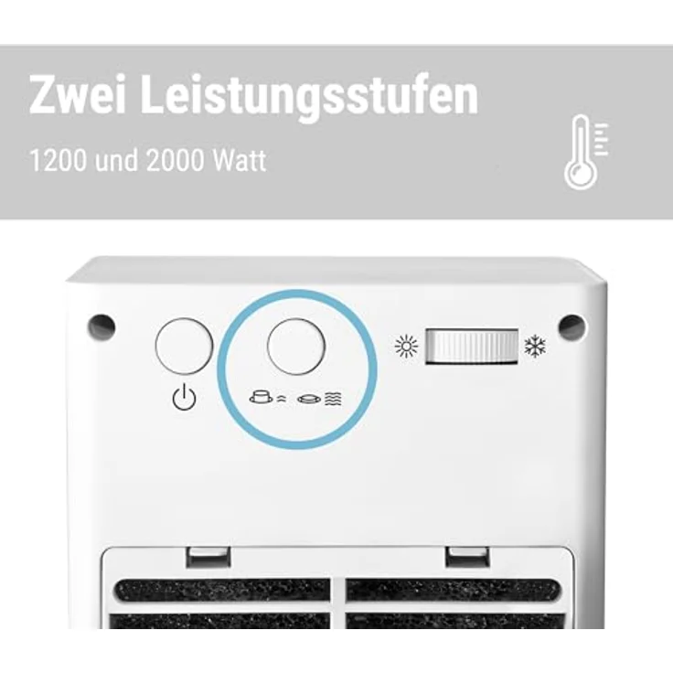 Stadler Form Heizlüfter Anna mit Temperaturregler, 2 Heizstufen (1200-2000W) und Kippsicherung, Raumgrösse bis 25m2, weiss, Heizlüfter – Bild 2