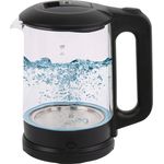DESKI Wasserkocher Glas-Kocher Glaswasserkocher 360° drehbar, 1,7 l, 2200,00 W, Schwarz/Transparent