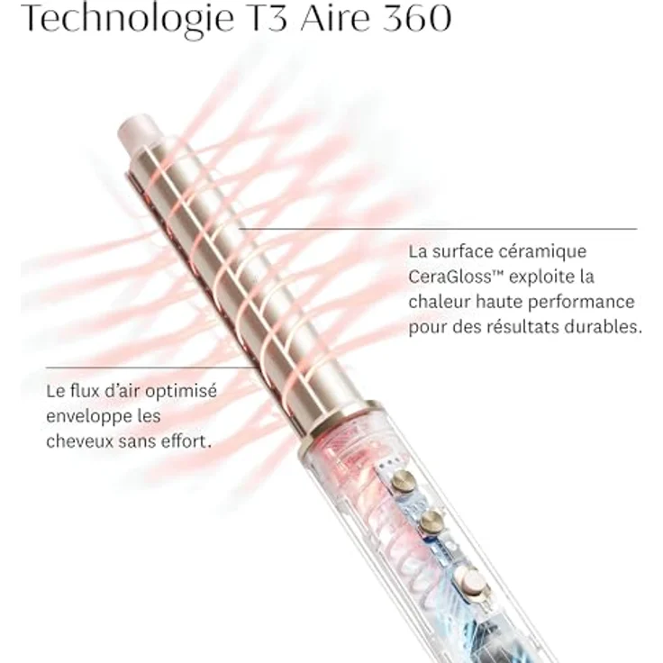 T3 Aire 360 Ceramic Air Styler Blowout Kit, Lockenstäbe mit CeraGloss™ Keramikaufsätzen und T3 AireX-Motor für voluminöse Blowout-Locken, 1 ct – Bild 3