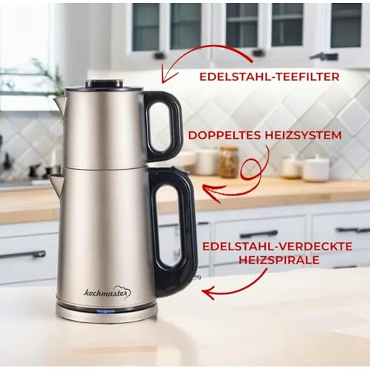 kochmaster Dem Vakti Gold Edition, Teekocher aus Edelstahl mit 1800W Leistung und Trockenlauf-Schutz, gold – Bild 3
