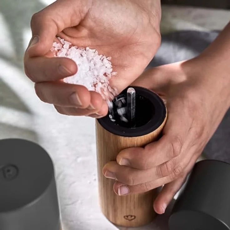 Springlane Salz-/Pfeffermühle 2er-Set aus Buchenholz und Beton, manuell, in Mint und Dunkelgrau – Bild 6