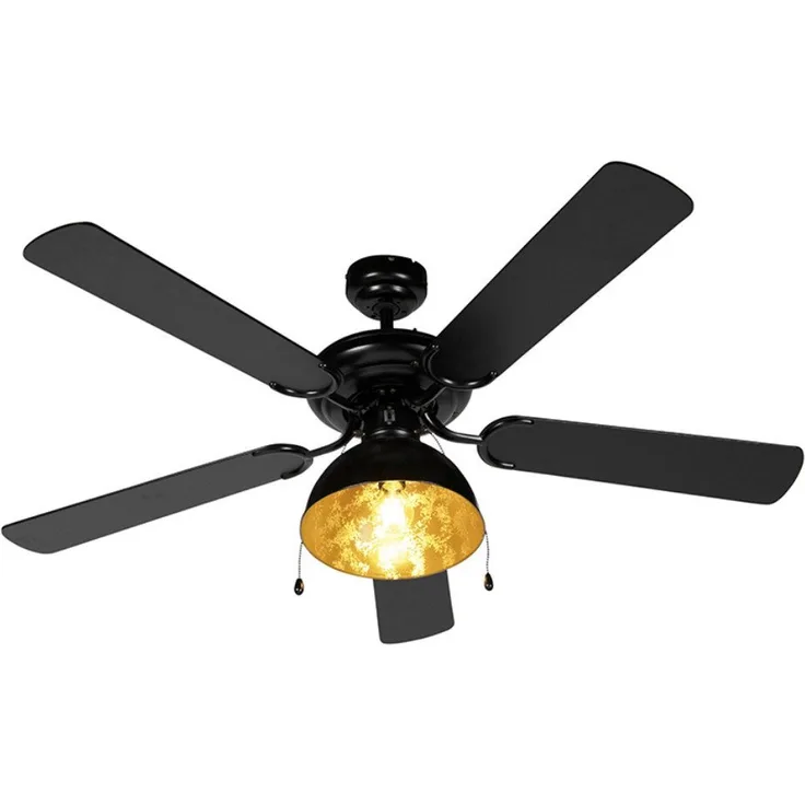 Qazqa Deckenventilator Magna licht88, E27, Schwarz, Industrie, Stahl, 1-flammig