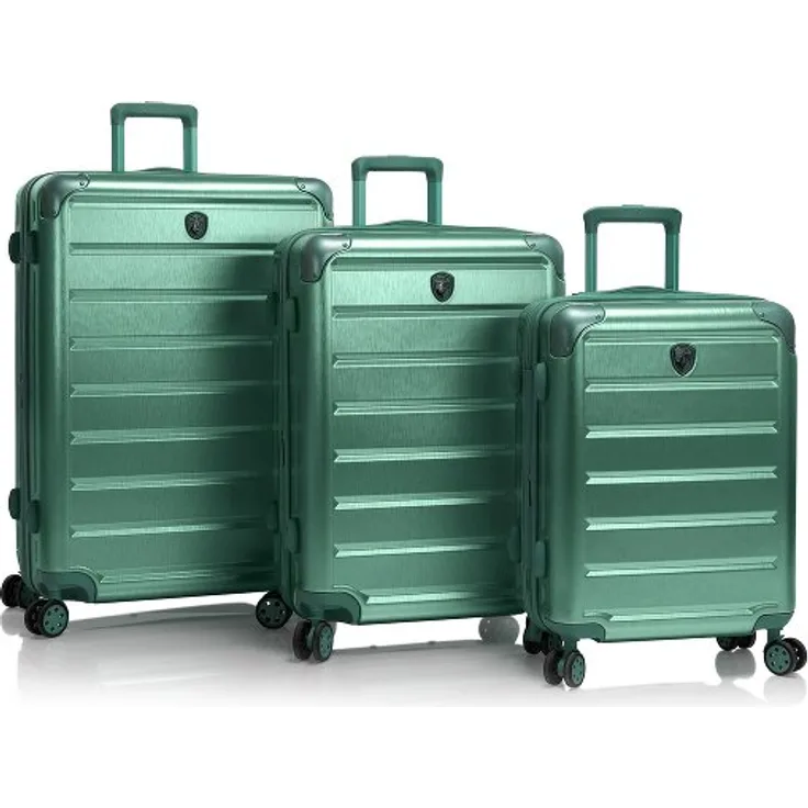 Heys Alumix Kofferset 3-teilig, 4 Rollen mit Dehnfalte, grün, 100% Polycarbonat, 52 cm x 30 cm x 76 cm
