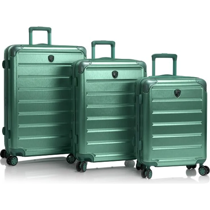 Heys Alumix Kofferset 3-teilig, 4 Rollen mit Dehnfalte, grün, 100% Polycarbonat, 52 cm x 30 cm x 76 cm