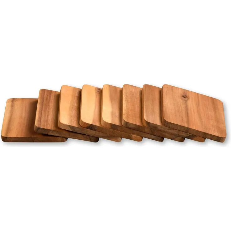 Gravidus Schneidebrett 8er Set Raclette Brettchen Untersetzer aus Akazie, Naturfarben
