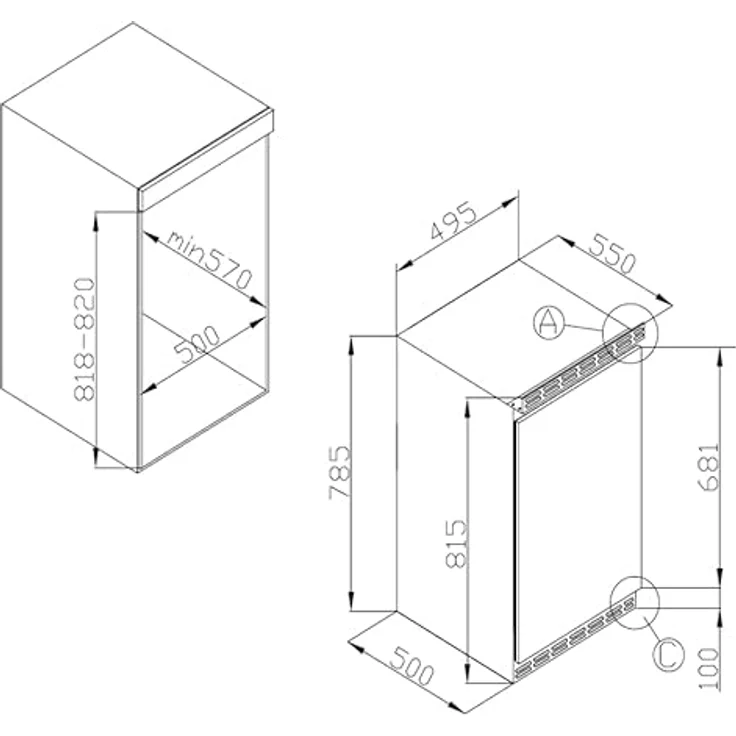 Amica UKSD 361 951 Unterbau-Kühlschrank mit Gefrierfach - Dekorfähig, 68 l Kühlvolumen, 14 l Gefriervolumen, leise 38 dB Betriebsgeräusch – Bild 4