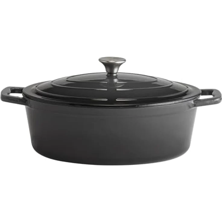 APS 88309 Bräter "5 STARS", Gusseisen, induktionsgeeignet, ofenfest, inkl. Deckelhalter, 33 x 25 cm, 5 Liter, anthrazit – Bild 1