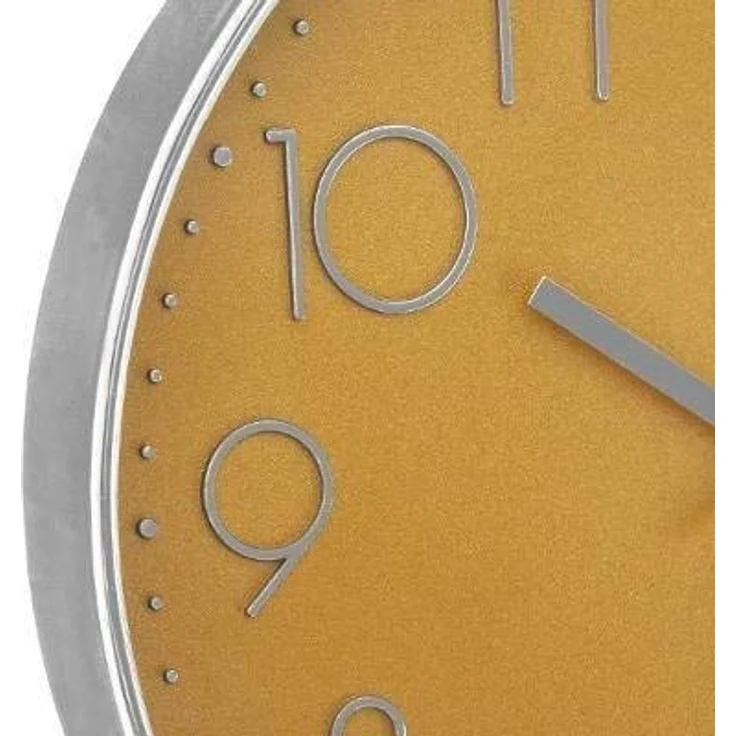 Atmosphera Silent Wanduhr, Schlafzimmer-Uhr mit geräuschlosem Mechanismus, grau, 30 cm Durchmesser, gelb – Bild 2