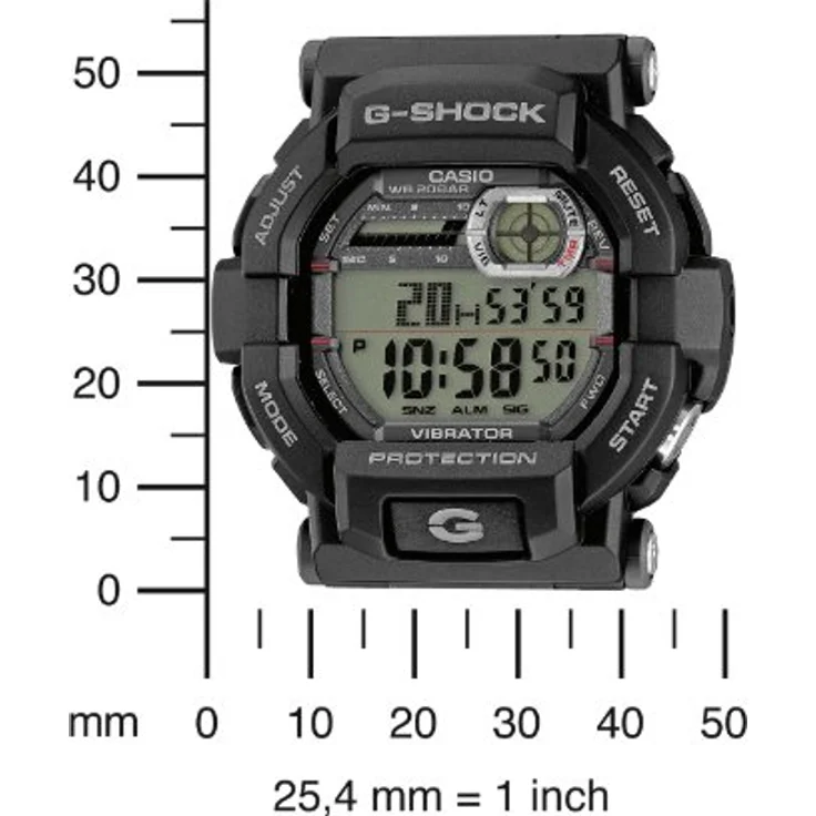 Casio Herren-Armbanduhr GD-350-1ER, XL G-Shock Digital Quarz mit schwarzem Zifferblatt, stoßfest und 20 Bar wasserdicht, mit Weltzeitfunktion und Vibrationsalarm – Bild 4