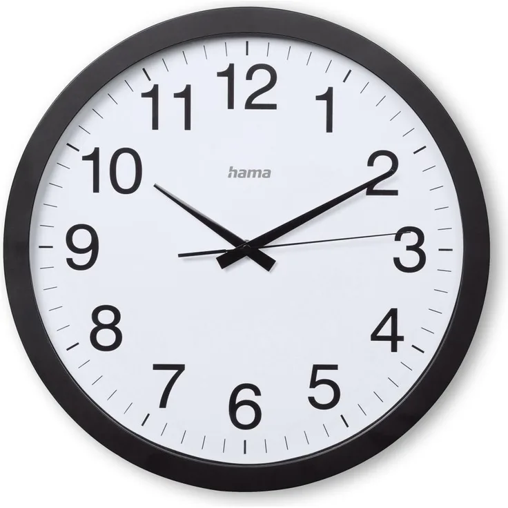 Hama Aruba Wanduhr (40 cm), Quarzuhr mit schleichendem Sekundenzeiger, weißes Ziffernblatt