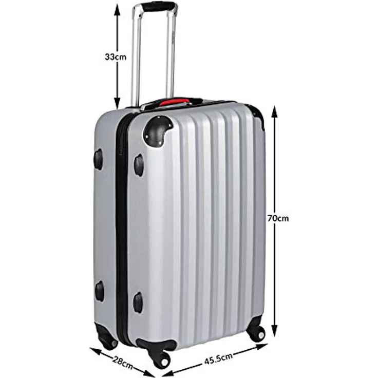 Monzana® Koffer Baseline Handgepäck ABS Hard Case Gehäuse gummierte Rollen Teleskopgriff Zahlenschloss Reisekoffer Hartschalenkoffer Trolley Silber XL – Bild 4