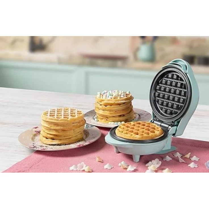 Bestron AMW500M Mini-Waffelautomat, Waffeleisen, 550W, Backampel, antihaftbeschichtet, mint – Bild 4