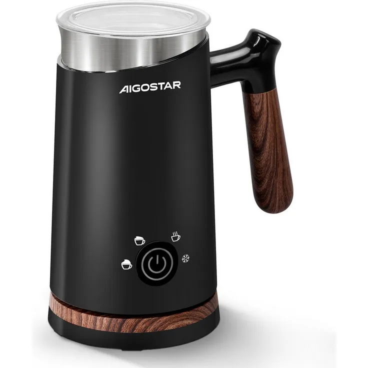 Aigostar Milky - 4 in 1 Milchaufschäumer Elektrisch 500W, 300ml Edelstahl, Schwarz