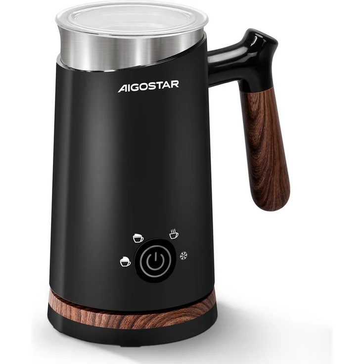 Aigostar Milky - 4 in 1 Milchaufschäumer Elektrisch 500W, 300ml Edelstahl, Schwarz
