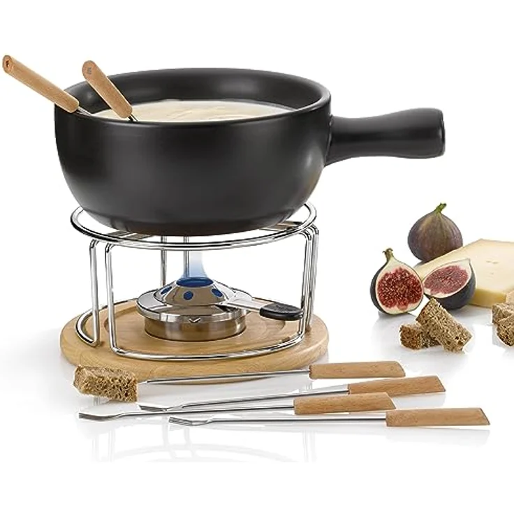 Kela 66575 Käsefondue-Pfanne, Feuerfeste Keramik, 22.5 cm Durchmesser, 2 L, Basel, Schwarz – Bild 5