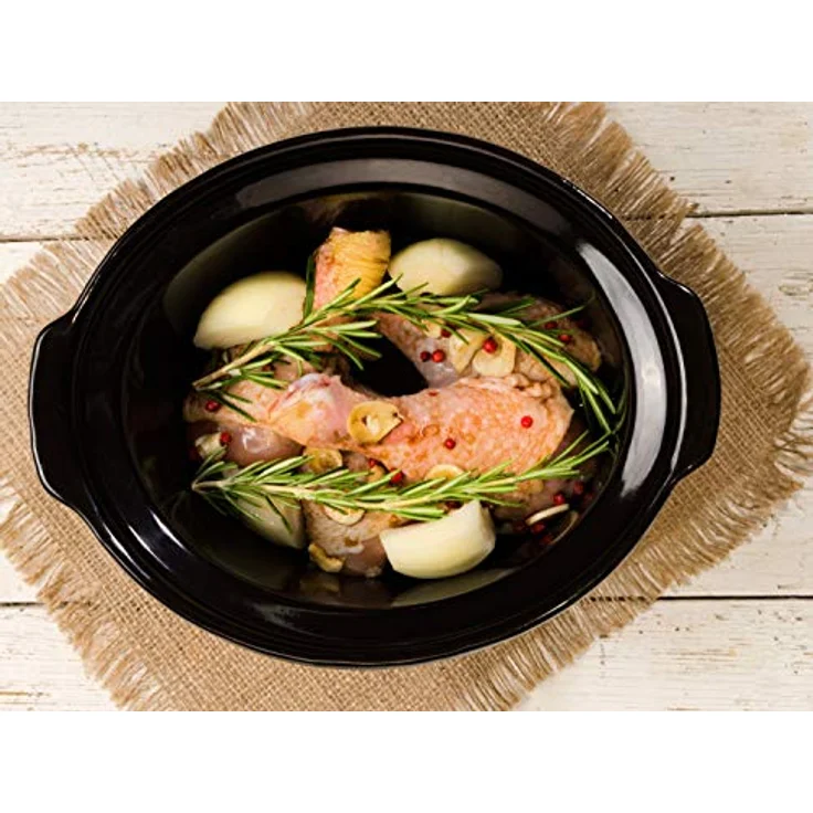 Beper BC.510 - Slow Cooker Kochtopf mit digitalem Display, Keramikbehälter, 3 Kochen, Warmhaltefunktion, Timer und Verzögerungsstart, 280 W, 4,5 Liter, Struktur, Schwarz und Stahl – Bild 6