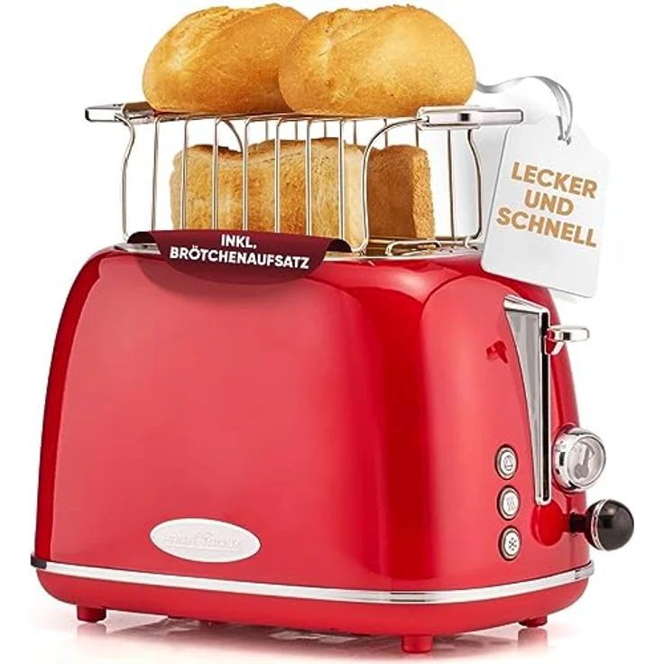 ProfiCook Vintage PC-TA 1193 Toaster, rot-chrom – Bild 2