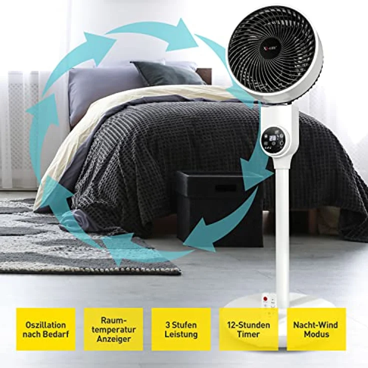 X4-LIFE Floor Fan Pinguin DX der Bodenventilator für die komplette Wohnung - flüsterleise - effizient - sparsam und flexibel – Bild 4