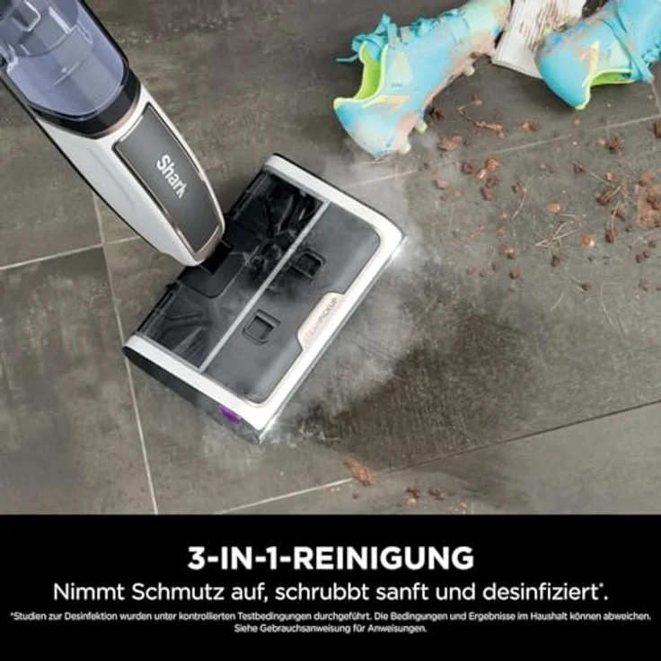 Shark SteamPickUp 3-in-1-Dampfreiniger, chemiefrei, reinigt nassen & trockenen Schmutz, 420ml Fassungsvermögen, Extra-Bürstenrolle, Weiß – Bild 2