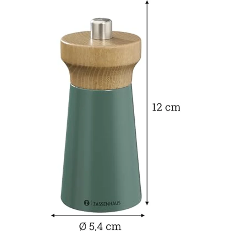 Zassenhaus Pfeffermühle WESTERLAND deep forest | lackiertes Buchenholz | Mühlenkopf aus Buchenholz | mit stufenlos verstellbarem Hochleistungs-Keramikmahlwerk | Gewürzmühle | 12 cm, Ø 5,4 cm – Bild 2