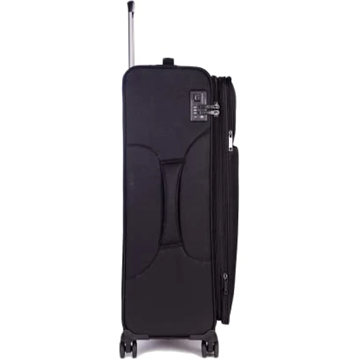 Stratic Light + Koffer Weichschale Reisekoffer Trolley Rollkoffer groß, TSA Kofferschloss, 4 Rollen, Erweiterbar, Größe L, Schwarz – Bild 4