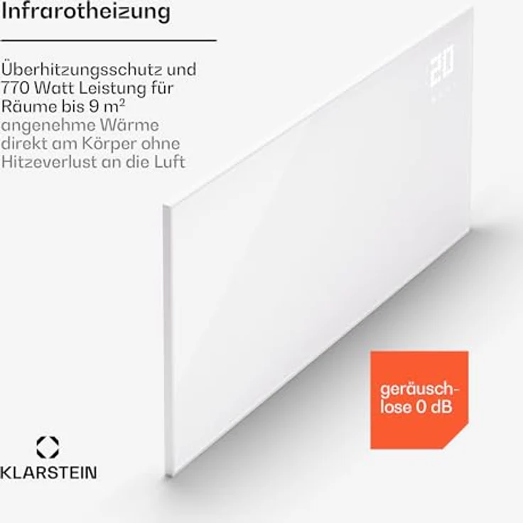 Klarstein Infrarotheizung mit Thermostat, 770W Elektroheizung, Smart Home Bild-Infrarotheizung zur Wandmontage, IR mit App-Steuerung & Erkennung offener Fenster, Feuchtraum Heizkörper – Bild 3
