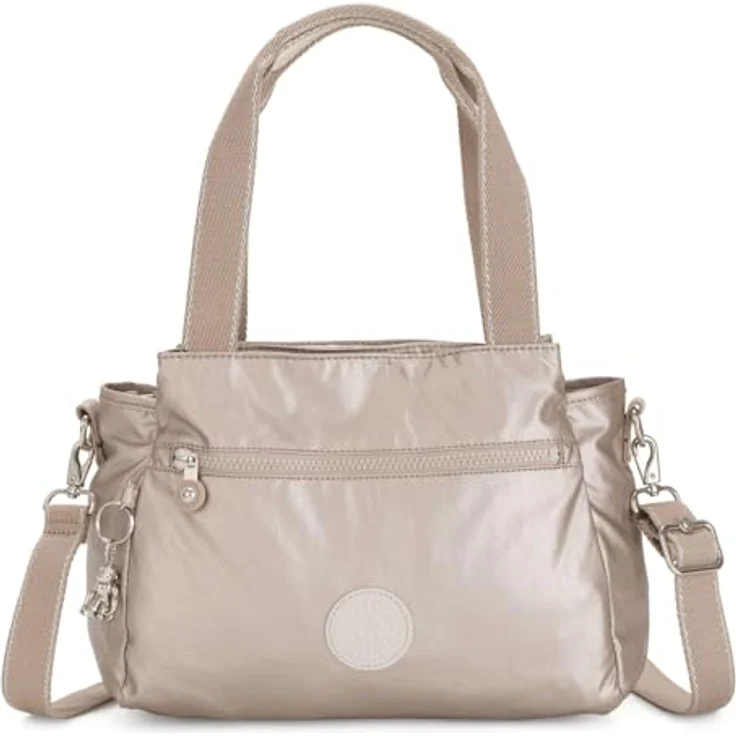 Kipling Basic Elysia Damen Handtasche, Schultertasche 29.5 cm mit abnehmbarem Umhängeriemen, Beige – Bild 1