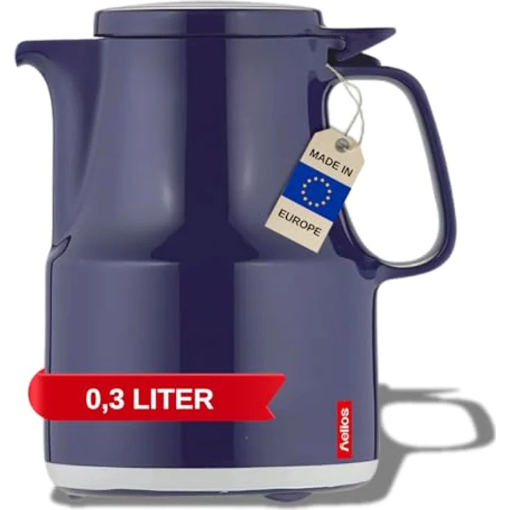 Helios Thermoboy Kunststoff-Isolierkanne mit Klappdeckel 0,3 l blau spülmaschinenfest – Bild 2
