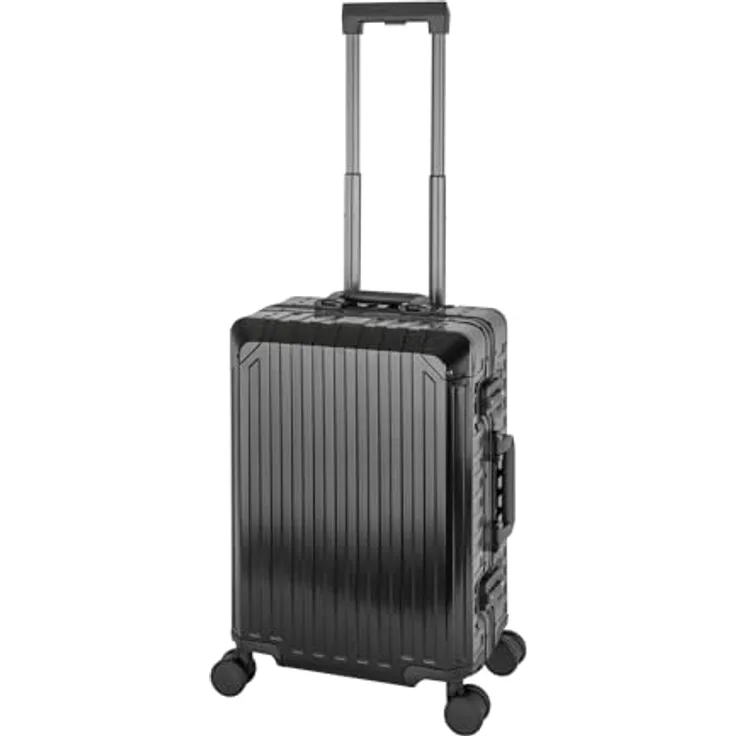Travelhouse Tokyo Alu Reisekoffer Schwarz Bordkoffer Hartschalenkoffer Reisegepäck Reisetrolley Trolley Handgepäckkoffer Kabinenkoffer 2X TSA Zahlenschloss Handgepäck 41,5L