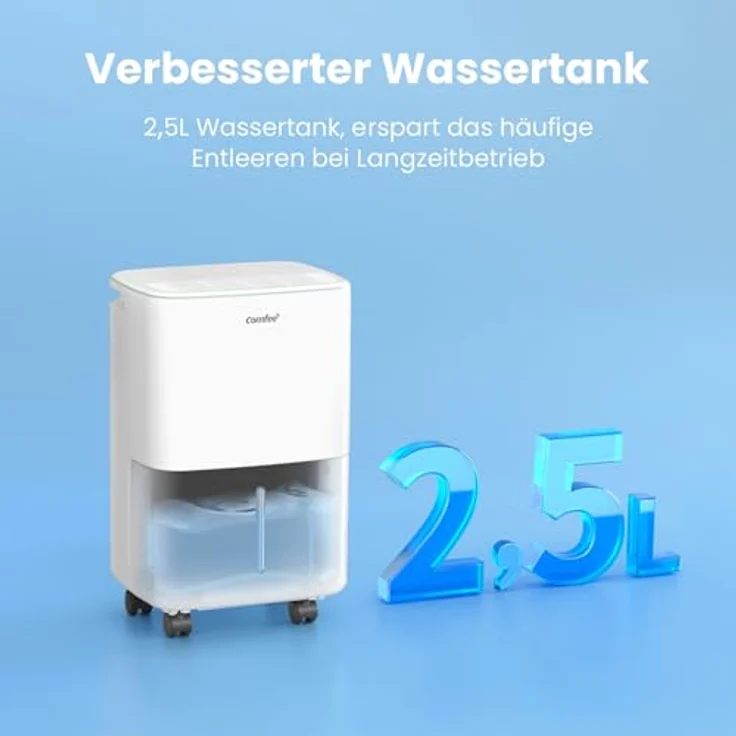 Comfee Luftentfeuchter 10 Liter/Tag, für Räume bis 16 m², automatische Abtauung, Kindersicherung, weiß – Bild 7