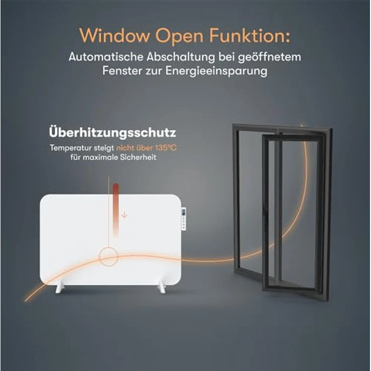 BR Bringer Metall Infrarotheizung 450 Watt mit Smart Thermostat und Fernbedienung, WIFI und App - als Wandheizung oder mobiles Standgerät, Energiesparend - Deutsche Qualitätsmarke (weiß) – Bild 5