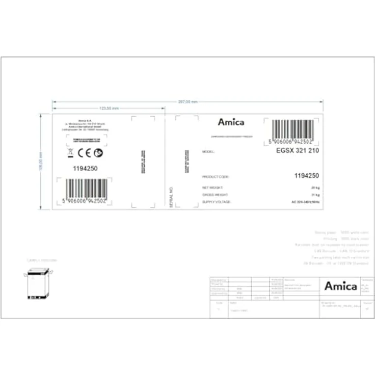 Amica EGSX 321 210 Einbau-Gefrierschrank, 77 cm - NoFrost, Supergefrierfunktion, 3 Gefrierschubladen, LED-Beleuchtung, 62 l, Energieeffizienzklasse D – Bild 8