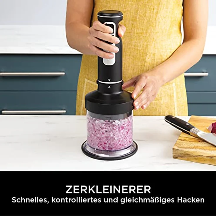 Ninja Foodi Stabmixer, Edelstahl,Testsieger, Handmixer & Zerkleinerer, 2 Mix- und 5 Rührgeschwindigkeiten, spülmaschinenfeste Teile, 850W, 3-in-1, Schwarz, CI100EU – Bild 4