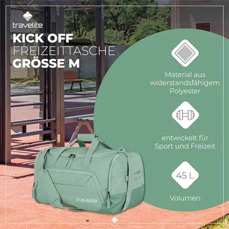 Travelite Kick Off Weekender Reisetasche M, 50 cm, salbeigrün, 100% Polyester, ideal für Kurzreisen – Bild 2